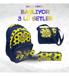 3LÜ SET İLKOKUL TARAFTAR BESLENMELİ TAKIM ÇANTASI KALEMLİK BESLENME