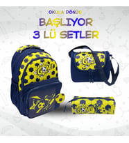 3LÜ SET İLKOKUL TARAFTAR BESLENMELİ TAKIM ÇANTASI KALEMLİK BESLENME