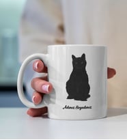 Kişiye Özel Çizim Kara Kedi Tasarım Baskılı Premium Porselen Kupa