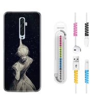 Oppo Reno 2Z 4 Lite 4 Pro 5 6 7 A31 Kılıf Kablo Koruma Spiral Silikon Star Woman 1332
