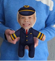 BK Gift Kişiye Özel Fotoğraflı Çocuk Pilot Bebek Yastık-1