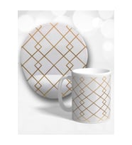 Gold Desen Oval Bilek Destekli Mouse Pad Ve Kupa Bardak Seti