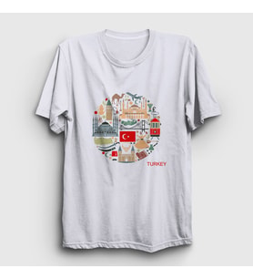 Presmono Unisex Beyaz Tourist Turist İstanbul Türkiye Turkey T-Shirt 499741tt