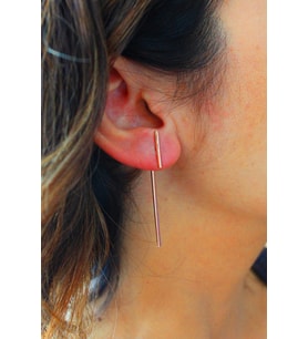 Bella Gloria Piercing Çubuk Roz Gümüş Küpe (TGP0239)