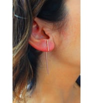 Bella Gloria Piercing Çubuk Roz Gümüş Küpe (TGP0239)