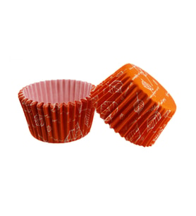 Cupcake Kalıbı Pet Kapsül  Kek Kalıbı 48X34 MM (100 Adet)  Turuncu Yaprak desenli