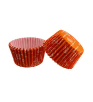 Cupcake Kalıbı Pet Kapsül  Kek Kalıbı 48X34 MM (100 Adet)  Turuncu Yaprak desenli