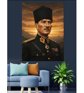Mareşal Mustafa Kemal Atatürk Portresi Dekoratif Kanvas - Mdf Ahşap Tablo