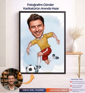 Kişiye Özel Futbol Karikatür Çerçeveli Tablo,Kişiye Özel Hediye,Futbol Hediye,Kişiye Özel Tasarım
