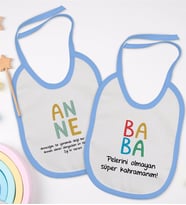 BK Kids Anne ve Baba Tasarımlı 2’li Mavi Mama Önlüğü-4