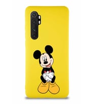 Xiaomi Mi Note 10 Lite Soft Premier Kapak Mickey Mouse-A Tasarımlı Silikon Kılıf - Sarı (Şeffaf)