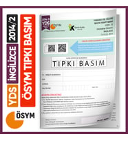 YDS 2014/2 ÖSYM Tıpkı Basım Çıkmış Soru Türkiye Geneli  Deneme Kitapçığı
