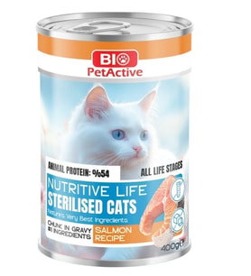 Bio PetActive Nutritive Life Kısırlaştırılmış Somonlu Kedi Konservesi 400 Gr