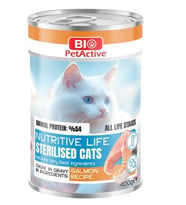 Bio PetActive Nutritive Life Kısırlaştırılmış Somonlu Kedi Konservesi 400 Gr