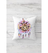 I?skandinav Tarzı Kedi Desen Çift Tarafı Baskılı Gizli Fermuarlı Yastık Kılıfı Kırlent Yastık Kılıfı (Pembe-Beyaz)