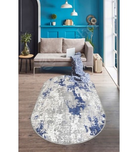 Dijidekor Halı Lacivert Cool Yıkanabilir Oval Delüxe Kesme Yolluk Kilim Salon Halısı Modelleri