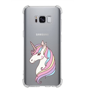 Samsung Galaxy S8  Köşe Korumalı Antişok Kapak Unicorn Tasarımlı Şeffaf Silikon Kılıf