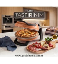 Gözdehome Erato Taşfırınım Doğal Taş Tabanlı Pizza Makinesi Taş Fırın Seti Hediyeli - Turuncu