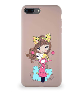 Apple iPhone 8 Plus Soft Premier Kapak Vespagirl Tasarımlı Silikon Kılıf - Pudra (Şeffaf)