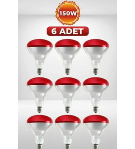 (6 Adet) 150w Kızılötesi Isıtıcılı Hayvan Isıtma Ve Kuluçka Lambası (kırmızı Işık) E27 (kalın Duy)