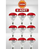 (6 Adet) 150w Kızılötesi Isıtıcılı Hayvan Isıtma Ve Kuluçka Lambası (kırmızı Işık) E27 (kalın Duy)