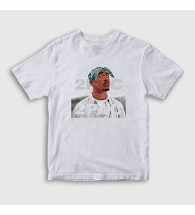 Presmono Unisex Çocuk Beyaz 2pac Tupac Shakur T-Shirt 45428tt