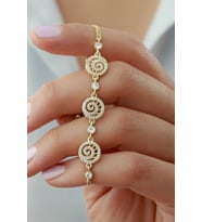 925 Ayar Gold Zirkon Taşlı Dönence Gümüş Bileklik