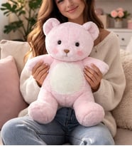 Beyaz Tedddy Peluş Ayı 50 cm (Pembe)