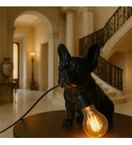 French Bulldog Köpek Figürlü Masa Lambası  Modern Dekoratif Aydınlatma (Siyah)