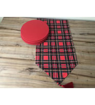 YILBAŞI EKOSE DESENLİ RUNNER & SUPLA (Krem)
