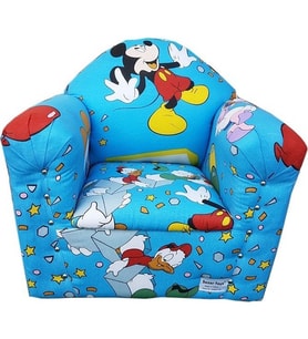 Mickey Mause Karakterli Ahşap Çocuk Koltuğu - Bebek Koltuğu Mavi