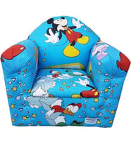 Mickey Mause Karakterli Ahşap Çocuk Koltuğu - Bebek Koltuğu Mavi