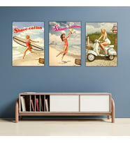 Avrupa Güzelleri Tasarımlı Retro 20 x 28 cm Mdf Duvar Dekorasyon Posteri