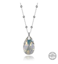 Crystal TaşlıDamla Top  Zincir 925 Ayar Gümüş Kolye