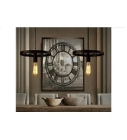 MYLİGHTS İKİLİ MASA  ÜSTÜ METAL SARKIT RUSTİK VİNTAHE AVİZE TABAN  60X5 CM (Siyah)