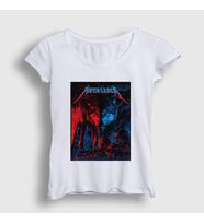 Presmono Kadın Beyaz Wolf Metallica T-Shirt 68027tt