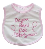 Dayım Beni Çok Seviyor Yazılı Pembe Su Geçirmez Önlük