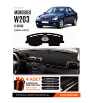 MERCEDES W203 C-CLASS (2000-2007) Uyumlu Torpido Örtüsü Torpido Kılıfı - Siyah Kahverengi