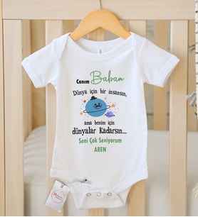 Canım Babam Babalar Günü Özel Dünya Tasarım Zıbın Kişiye Özel Baskılı Bebek Body & Zıbın
