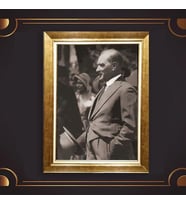 Altın Varaklı Çerçeveli Paspartulu Atatürk Tablo DC0617 (Gold)