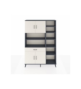 Arges Dolap 10 Raflı Tek Çekmeceli 4 Kapaklı 132x30x195 Antrasit-Aytaşı/Aytaşı