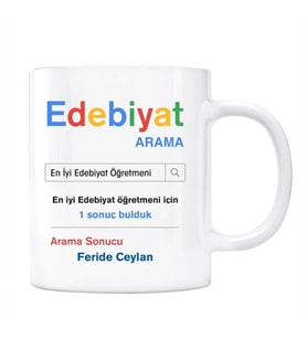 Öğretmenler Gününe Özel İsimli Arama Motoru Kupa Bardak - Edebiyat Öğretmeni