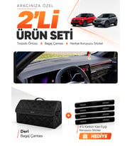 RENAULT AUSTRAL (2023-2026) Uyumlu Torpido Örtüsü + Deri Bagaj Çantası + Sticker Seti - Siyah