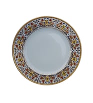 Armada Çini PRT 61 25 Cm Sarı  Altın Yaldızlı Lale karanfil Desenli  Porselen Kaligrafi Çini Tabak