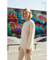 Kadın Bisiklet Yaka Düşük Kol Relaxed Triko Detaylı Sweatshirt Fonksiyonel Dayanıklı Rahat