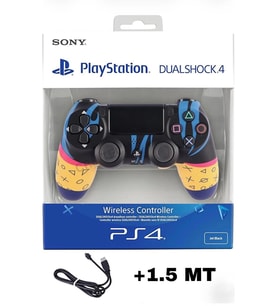 PS4 PC Uyumlu Dualshock 4 V2 Yeni Nesil Kablosuz Oyun Kolu Yenilenmiş Desenli + 1.5M Kablo