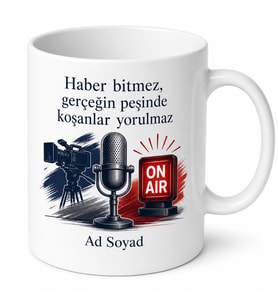 Medya İletişim Öğrencisine Haber Merkezi Canlı Yayın Kupa Bardak Hediye