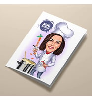 Kişiye Özel Şef Aşçı Kadın Karikatürlü Tebrik Kartı