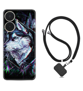 Realme C55 Kılıf Silikon Boyun Askılı İpli Desenli Silikon Dog Eyes 1761