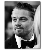 Cakatablo MDF (Ahşap) Tablo Leonardo Di Caprio Top Sakallı Siyah Beyaz